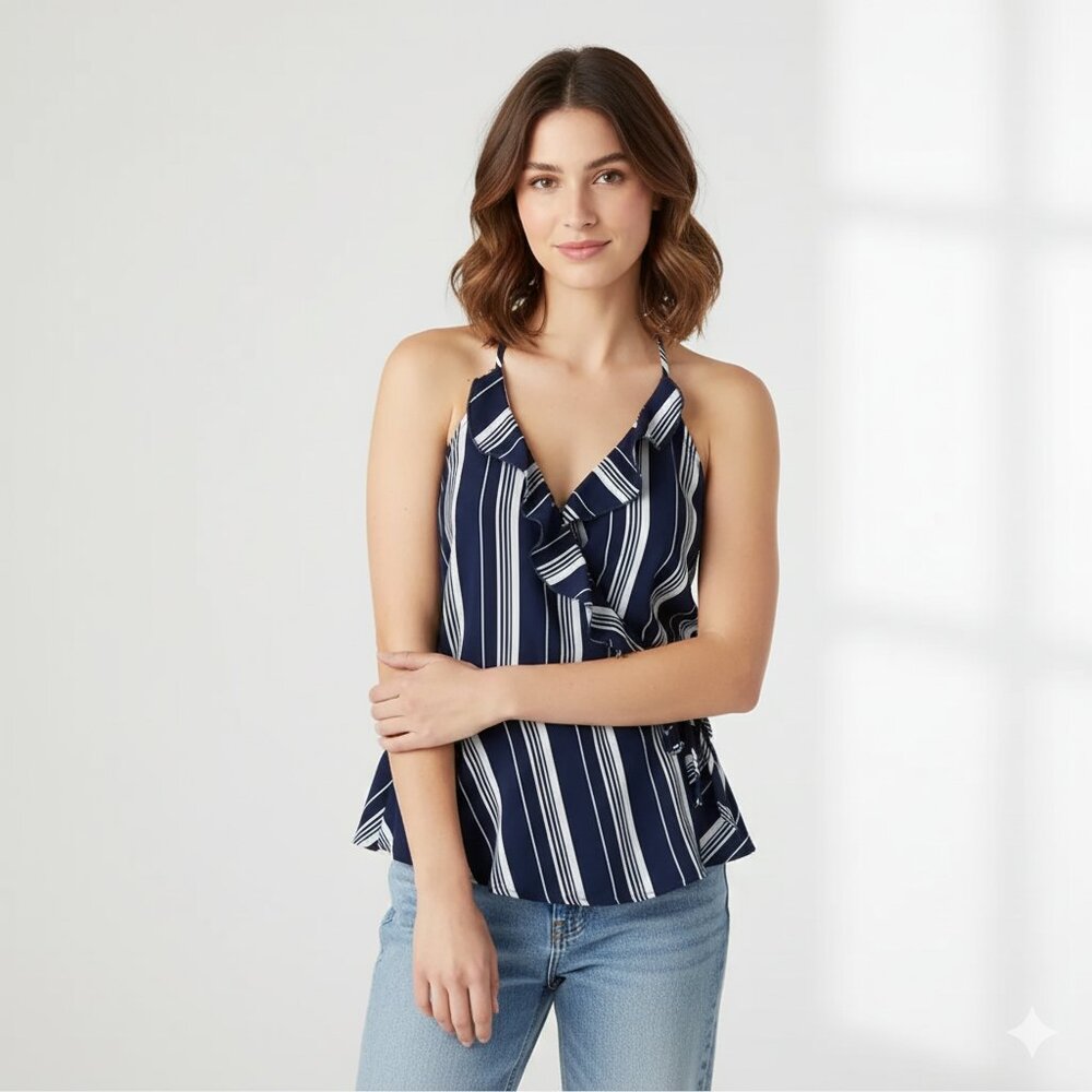 Y2k UH Tank Top Stripe Medium Ruffle Boho Festival western 2000s Whimsigoth